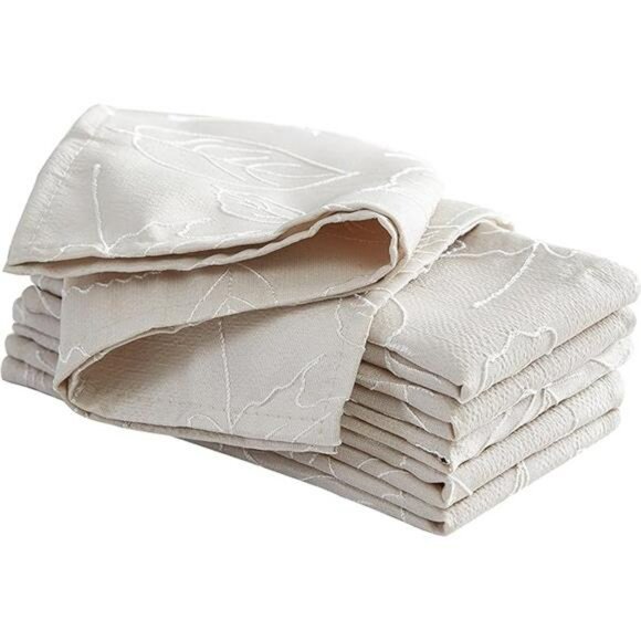 Set of 6 jacquard cloth napkins taupe wrinkle resistant dining holiday wedding 1 - Picture 5 of 5